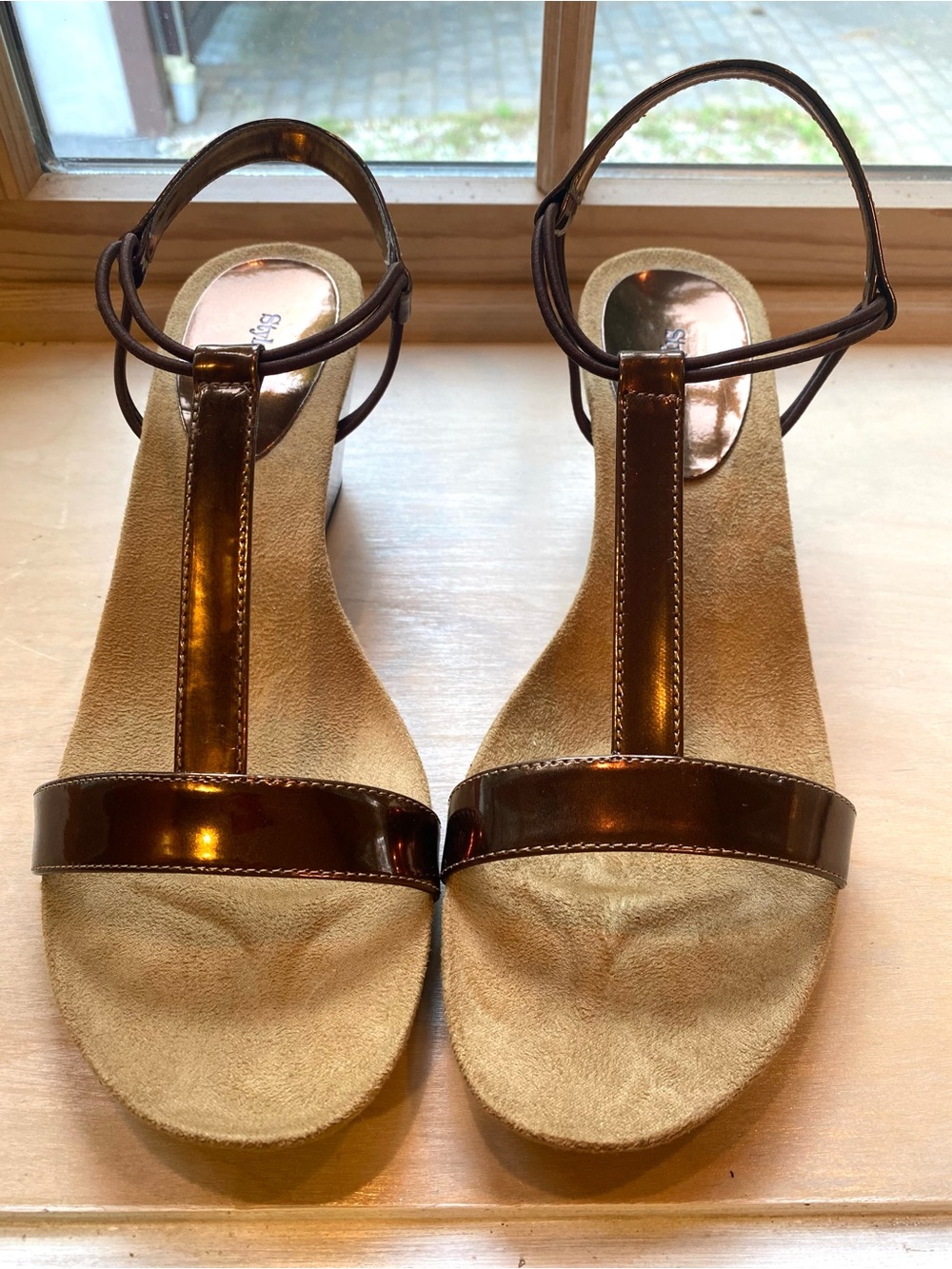 Style & Co. Metallic Deep Bronze T-Strap Sandals